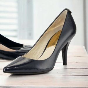 Michael Kors MK-Flex Patent Mid-Heel Navy Pumps | Women's Sz 8.5